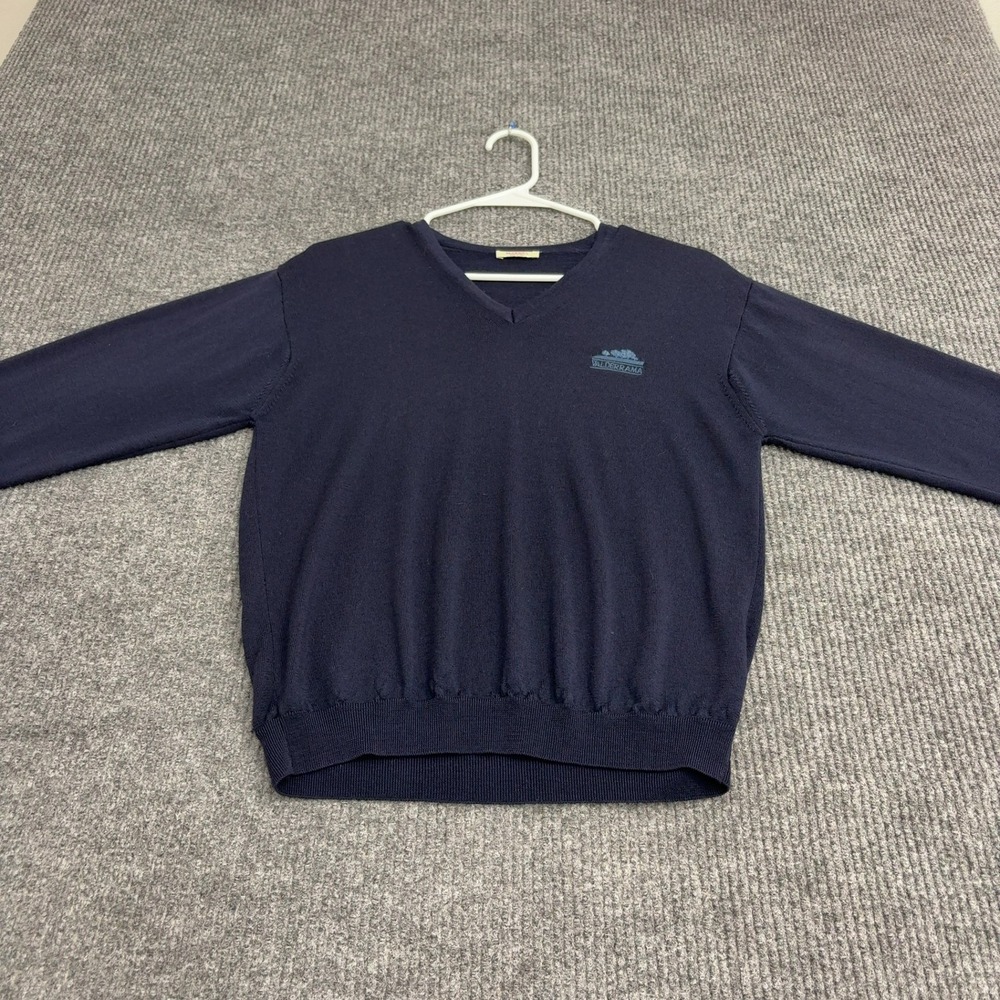 Valderrama Marbas Sweater Mens S Navy Blue Wool V-Neck Pullover Golf Classic